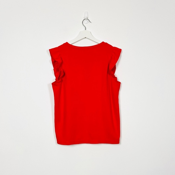 J. Crew Red Frilly Shoulder Short Sleeve Shirt - Picture 2 of 4